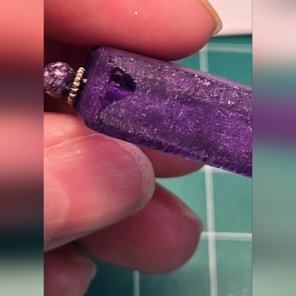 Elegant Dyed Glass Purple Beaded Necklace - Picture 4 of 11